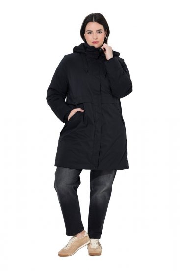 Ulla Popken 845111 Parka Preto - Casacos - Casacos de Mulher em Tamanhos Grandes