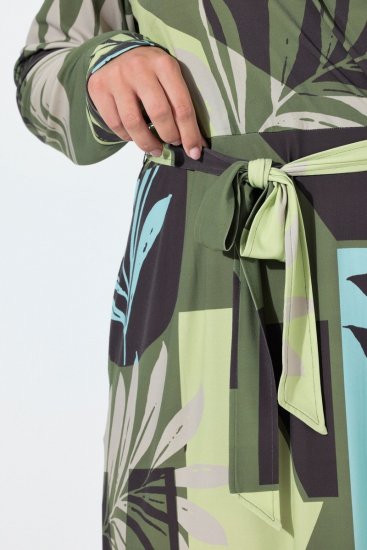 Ulla Popken 845122 Vestido midi estampado com bolsos Turquesa - Vestidos midi - Vestidos Midi Tamanhos Grandes
