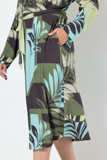 Ulla Popken 845122 Vestido midi estampado com bolsos Turquesa - Vestidos midi - Vestidos Midi Tamanhos Grandes