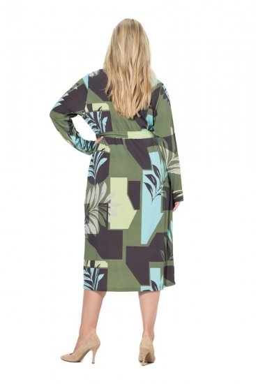Ulla Popken 845122 Vestido midi estampado com bolsos Turquesa - Vestidos midi - Vestidos Midi Tamanhos Grandes
