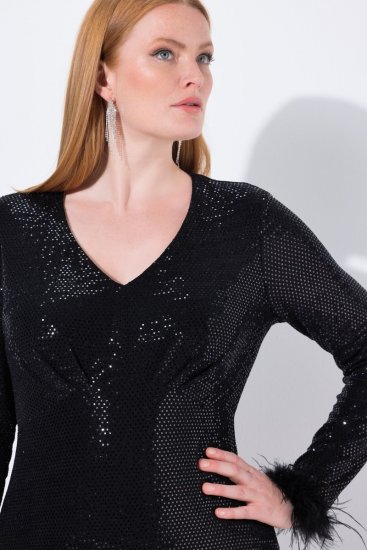 Ulla Popken 845145 Vestido de lantejoulas Preto - Vestidos de noite - Vestidos de festa em tamanhos grandes