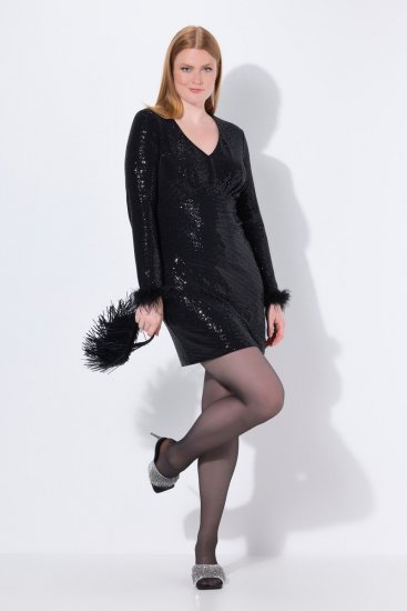 Ulla Popken 845145 Vestido de lantejoulas Preto - Vestidos de noite - Vestidos de festa em tamanhos grandes