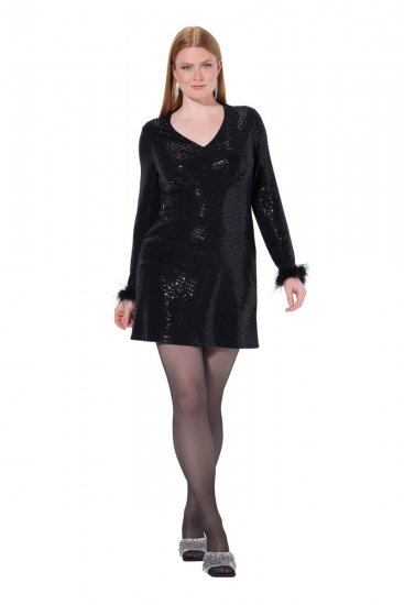 Ulla Popken 845145 Vestido de lantejoulas Preto - Vestidos de noite - Vestidos de festa em tamanhos grandes
