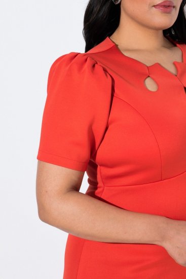 Ulla Popken 845150 Vestido justo de manga curta Vermelho - Vestidos - Vestidos para todos os tamanhos