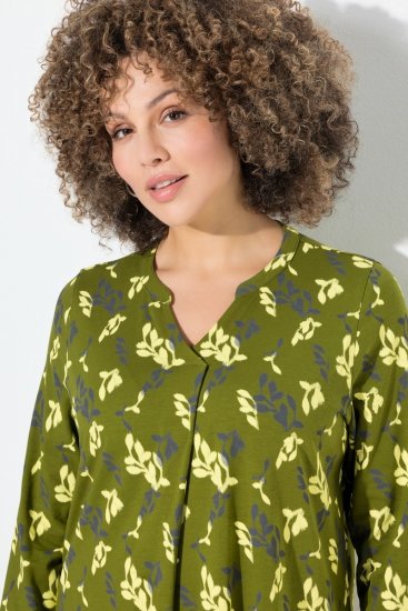 Ulla Popken 845190 Vestido de jersey floral Turquesa - Vestidos em jersey - 