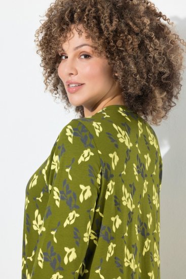 Ulla Popken 845190 Vestido de jersey floral Turquesa - Vestidos em jersey - 