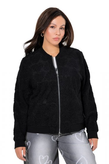 Ulla Popken 845262 Casaco teddy Preto - Jaquetas - Casacos plus size para mulher