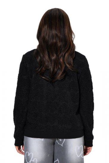 Ulla Popken 845262 Casaco teddy Preto - Jaquetas - Casacos plus size para mulher