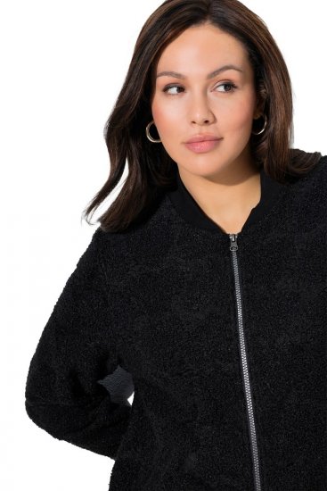 Ulla Popken 845262 Casaco teddy Preto - Jaquetas - Casacos plus size para mulher