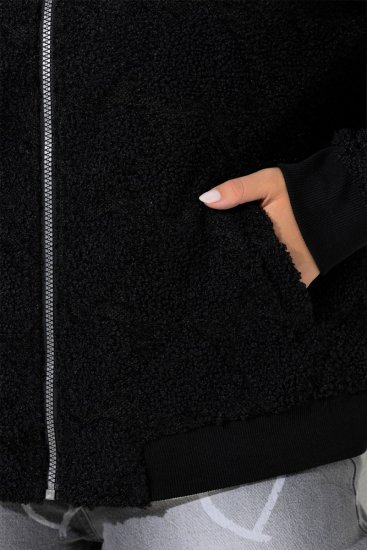 Ulla Popken 845262 Casaco teddy Preto - Jaquetas - Casacos plus size para mulher