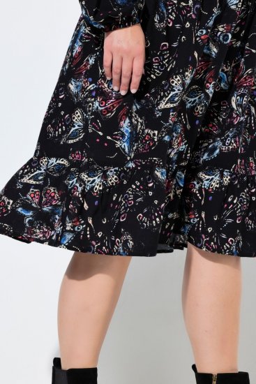 Ulla Popken 845287 Vestido midi estampado Preto - Vestidos midi - Vestidos Midi Tamanhos Grandes