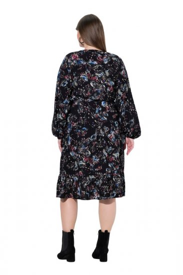 Ulla Popken 845287 Vestido midi estampado Preto - Vestidos midi - Vestidos Midi Tamanhos Grandes