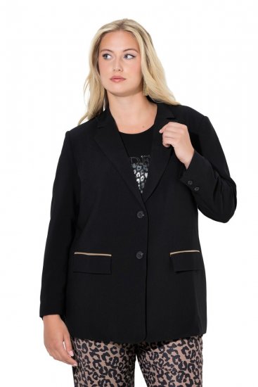 Ulla Popken 845336 Blazer elástico oversize de dois botões Preto - Blazers e Coletes - Blazers em Tamanhos Grandes