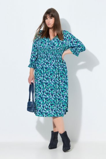 Ulla Popken 845360 Vestido midi estampado Azul claro - Vestidos midi - Vestidos Midi Tamanhos Grandes