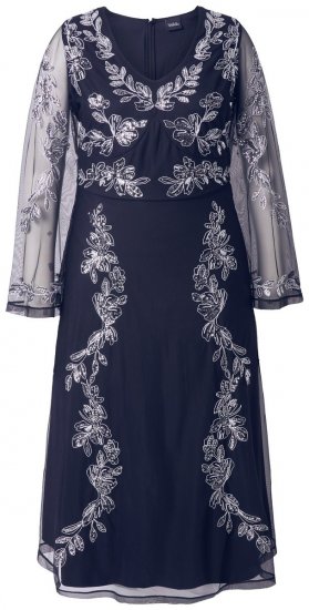 Ulla Popken 845366 Vestido de lantejoulas floral Azul-marinho - Vestidos de noite - Vestidos de festa em tamanhos grandes