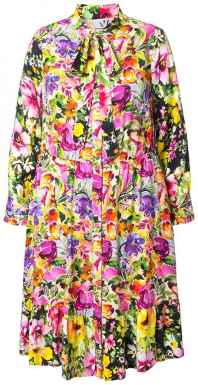 Ulla Popken 845512 Vestido camiseiro floral Vermelho baga - Vestidos midi - Vestidos Midi Tamanhos Grandes