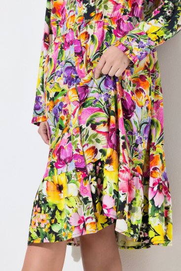 Ulla Popken 845512 Vestido camiseiro floral Vermelho baga - Vestidos midi - Vestidos Midi Tamanhos Grandes