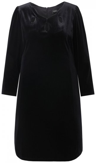 Ulla Popken 845573 Vestido de veludo de manga comprida Preto - Vestidos de noite - Vestidos de festa em tamanhos grandes