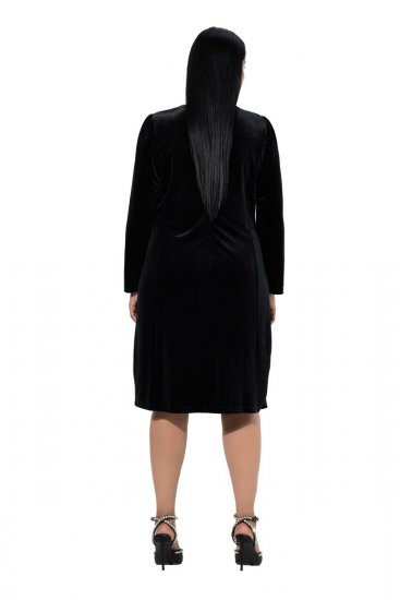 Ulla Popken 845573 Vestido de veludo de manga comprida Preto - Vestidos de noite - Vestidos de festa em tamanhos grandes