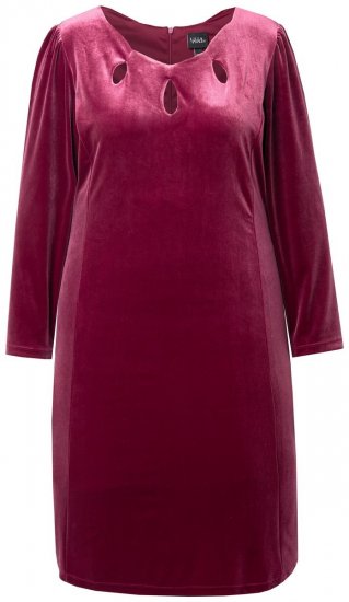 Ulla Popken 845573 Vestido de veludo de manga comprida Bordô - Vestidos de noite - Vestidos de festa em tamanhos grandes