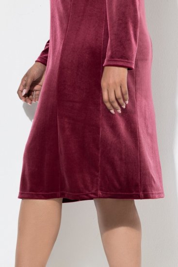 Ulla Popken 845573 Vestido de veludo de manga comprida Bordô - Vestidos de noite - Vestidos de festa em tamanhos grandes