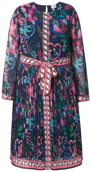 Ulla Popken 845649 Vestido de chiffon floral Azul-marinho - Vestidos midi - Vestidos Midi Tamanhos Grandes