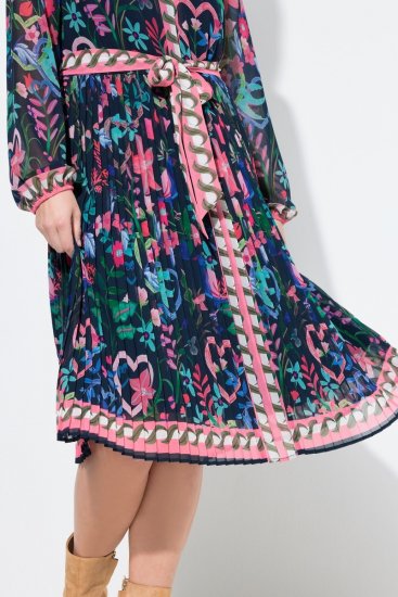 Ulla Popken 845649 Vestido de chiffon floral Azul-marinho - Vestidos midi - Vestidos Midi Tamanhos Grandes