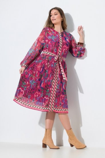 Ulla Popken 845649 Vestido midi de manga comprida Vermelho baga - Vestidos midi - Vestidos Midi Tamanhos Grandes