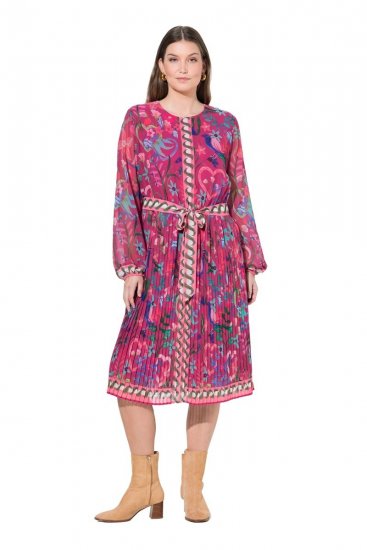 Ulla Popken 845649 Vestido midi de manga comprida Vermelho baga - Vestidos midi - Vestidos Midi Tamanhos Grandes