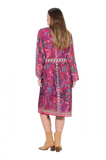 Ulla Popken 845649 Vestido midi de manga comprida Vermelho baga - Vestidos midi - Vestidos Midi Tamanhos Grandes