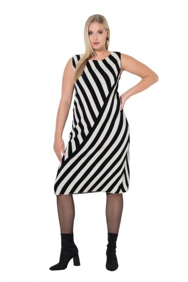 Ulla Popken 845784 Vestido de malha às riscas Preto - Vestidos de verão - Vestidos de verão plus size