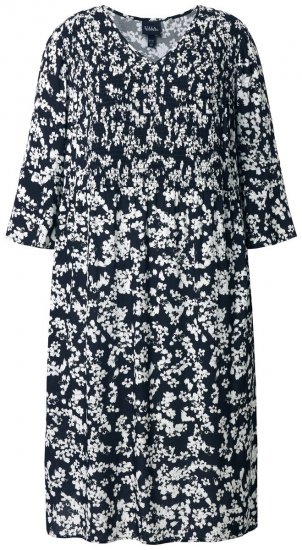 Ulla Popken 845825 Vestido midi floral com manga 3/4 Preto - Vestidos midi - Vestidos Midi Tamanhos Grandes
