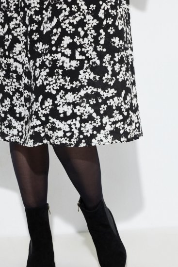 Ulla Popken 845825 Vestido midi floral com manga 3/4 Preto - Vestidos midi - Vestidos Midi Tamanhos Grandes