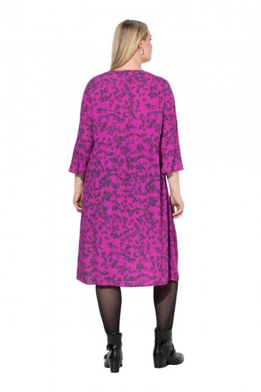 Ulla Popken 845825 Vestido midi floral com decote em V Lilás - Vestidos midi - Vestidos Midi Tamanhos Grandes