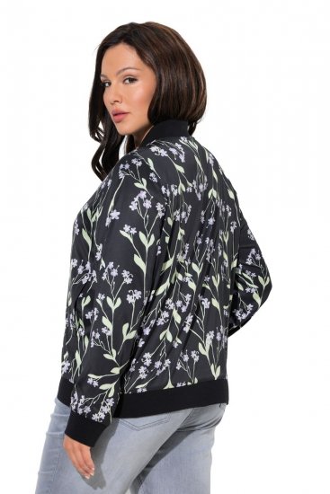 Ulla Popken 845841 Casaco reversível floral com gola college Preto - Jaquetas - Casacos plus size para mulher