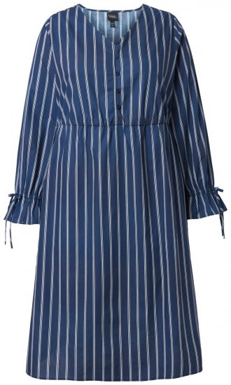 Ulla Popken 845863 Vestido às riscas com decote em V Azul-marinho - Vestidos - Vestidos para todos os tamanhos