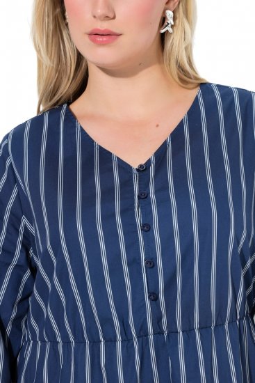 Ulla Popken 845863 Vestido às riscas com decote em V Azul-marinho - Vestidos - Vestidos para todos os tamanhos