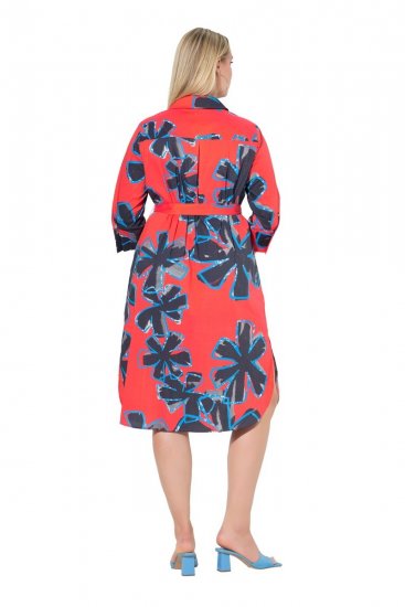 Ulla Popken 846164 Vestido camiseiro floral Vermelho - Vestidos midi - Vestidos Midi Tamanhos Grandes