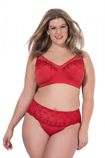 Ulla Popken 846235 Cuecas hipster com renda Vermelho - Cuecas - 