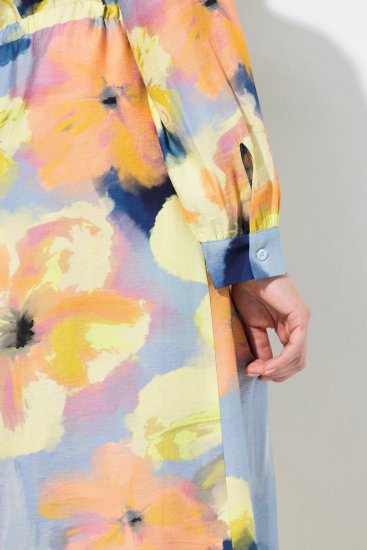 Ulla Popken 846330 Vestido comprido floral Azul claro - Vestidos maxi - Vestidos maxi plus size para mulher