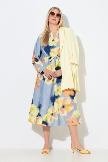 Ulla Popken 846330 Vestido comprido floral Azul claro - Vestidos maxi - Vestidos maxi plus size para mulher
