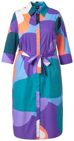 Ulla Popken 846351 Vestido camiseiro estampado Lilás - Vestidos midi - Vestidos Midi Tamanhos Grandes