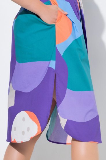 Ulla Popken 846351 Vestido camiseiro estampado Lilás - Vestidos midi - Vestidos Midi Tamanhos Grandes