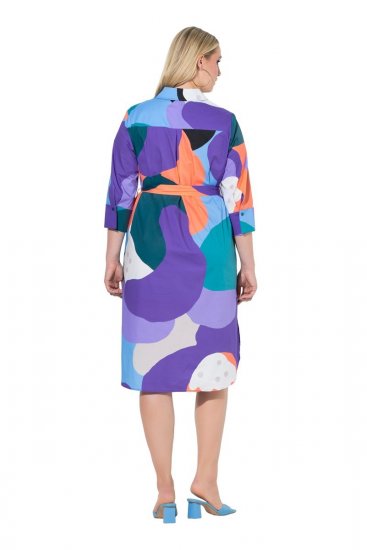 Ulla Popken 846351 Vestido camiseiro estampado Lilás - Vestidos midi - Vestidos Midi Tamanhos Grandes