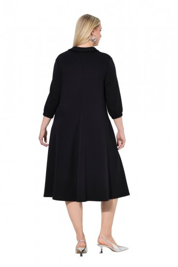 Ulla Popken 846373 Vestido midi com cinto para atar Preto - Vestidos midi - Vestidos Midi Tamanhos Grandes