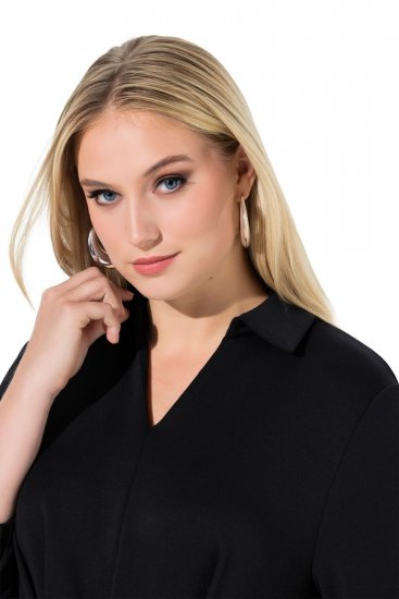 Ulla Popken 846373 Vestido midi com cinto para atar Preto - Vestidos midi - Vestidos Midi Tamanhos Grandes