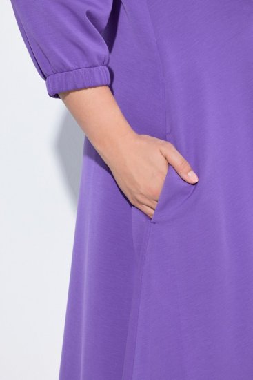Ulla Popken 846373 Vestido de sweat evasê com manga 3/4 Lilás - Vestidos - Vestidos para todos os tamanhos