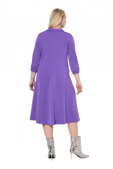 Ulla Popken 846373 Vestido de sweat evasê com manga 3/4 Lilás - Vestidos - Vestidos para todos os tamanhos