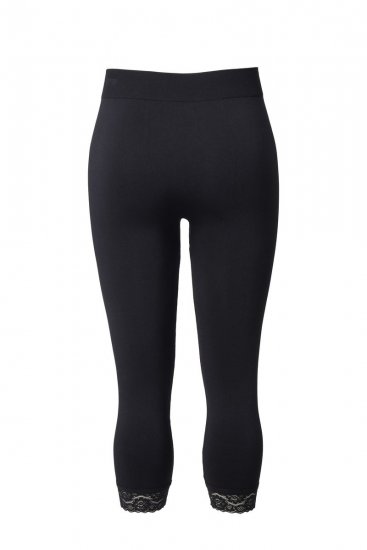 Ulla Popken 846491 Leggings de meia 3/4 com renda Preto - Collants & meias - 
