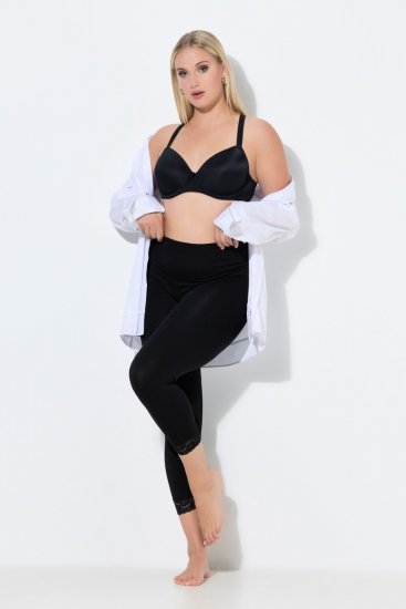 Ulla Popken 846491 Leggings de meia 3/4 com renda Preto - Collants & meias - 